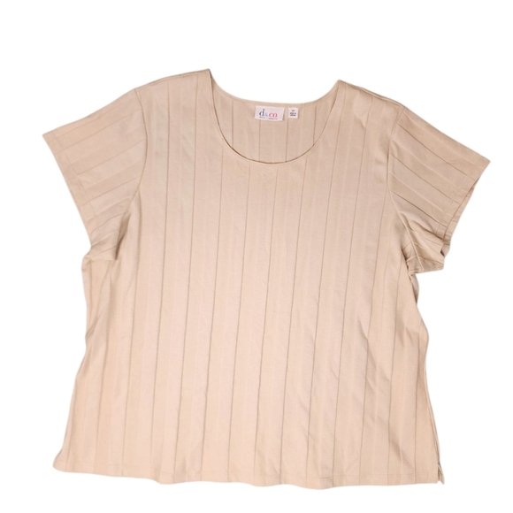 D&Co Women's Short Sleeve Ribbed Tops - Lot of 2 Peach and Tan 2X - Picture 6 of 7